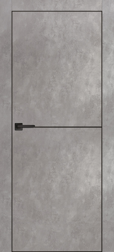 Двери ЭКОШПОН, ПВХ PROFILO PORTE PX-19 черная кромка с 4-х ст. глухое с молдингом Серый бетон размер 200 х 80 см. артикул F0000094057